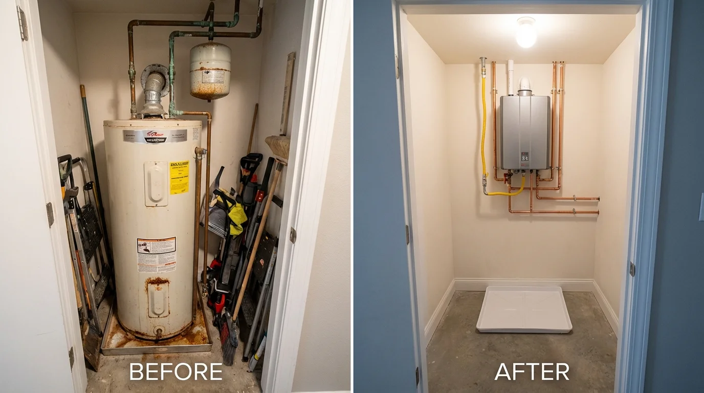 Tank water heater versus wall-mounted tankless unit comparison for Jemez Pueblo, NM homeowners